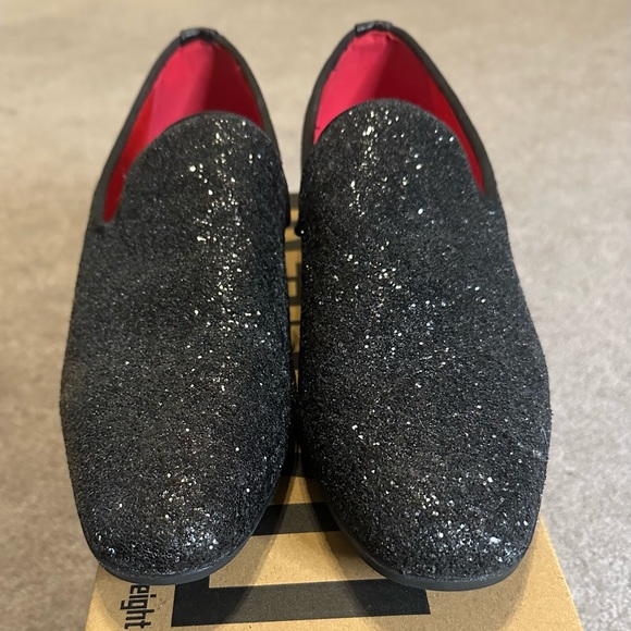 Uubaris mens slip on loafers tuxedo suit shoes sparkly black size 10.5 - Picture 2 of 6
